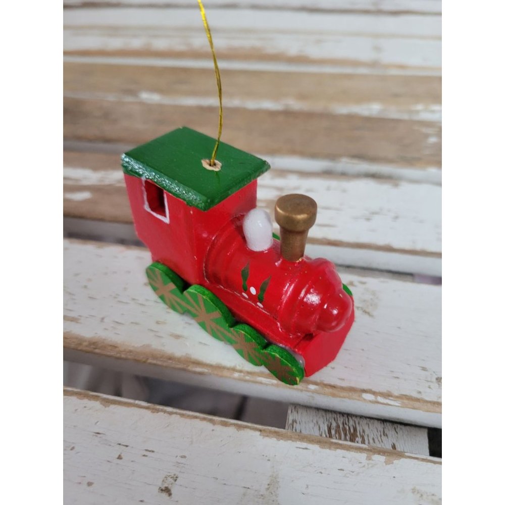 Vintage‎ wooden train locomotive ornament Xmas holiday tree